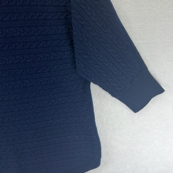 Market & Spruce Pullover Sweater XL Navy Boatneck 3/4 Sleeves Horizontal Knit - Picture 4 of 7